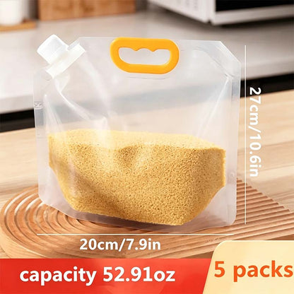 5pcs/pack Grain Sealed Bags, Transparent Food Storage Bags, Moisture-Proof and Pest-Resistant🌾