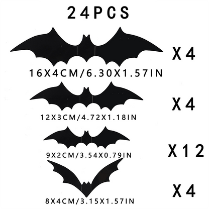 3D Bat Light LED Decorations, Halloween Spooky Ornaments, Bendable Wall Stickers🦇