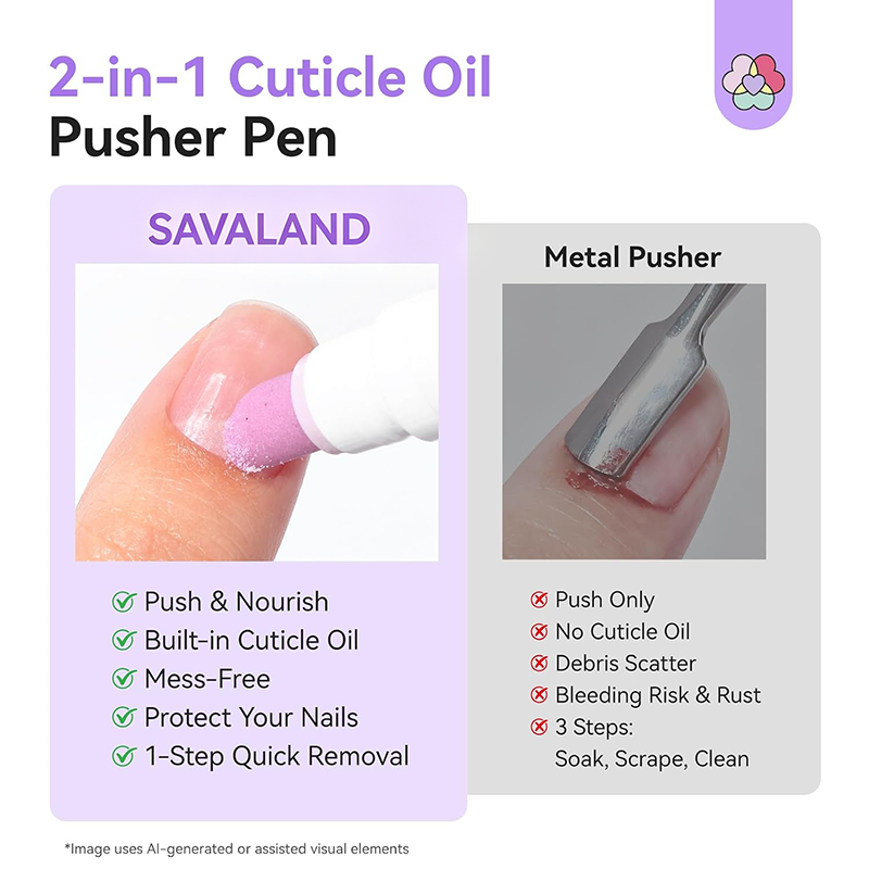 2-Pack  2-In-1 Cuticle Remover Pen Ceramic 45° Tip Lemon Oil💅
