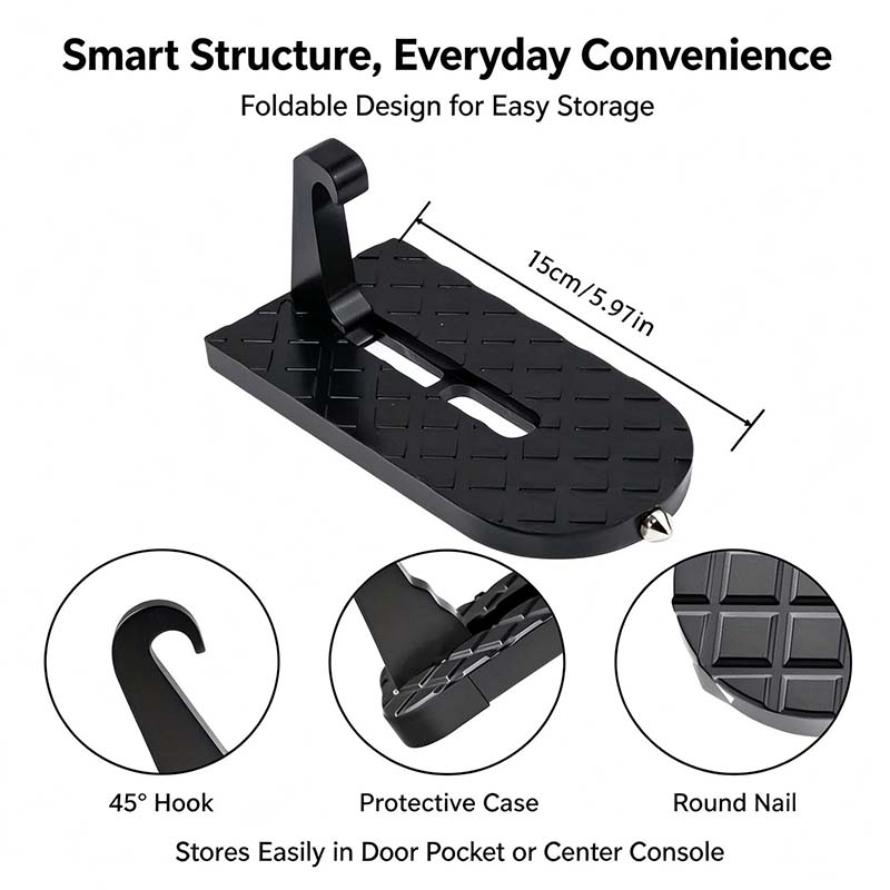 Car Door Step with Safety Hammer, Automotive Compact Anti-Slip Roof Latch Hook Ladder 🚙