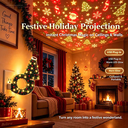2026 New USB Plug-In Christmas Projector Night Light, 6+ Holiday Pattern Ceiling Lamp🎄