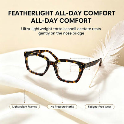 Lightweight Tortoiseshell Square Reading Glasses for Women & Men - Blue Light Blocking👓✨