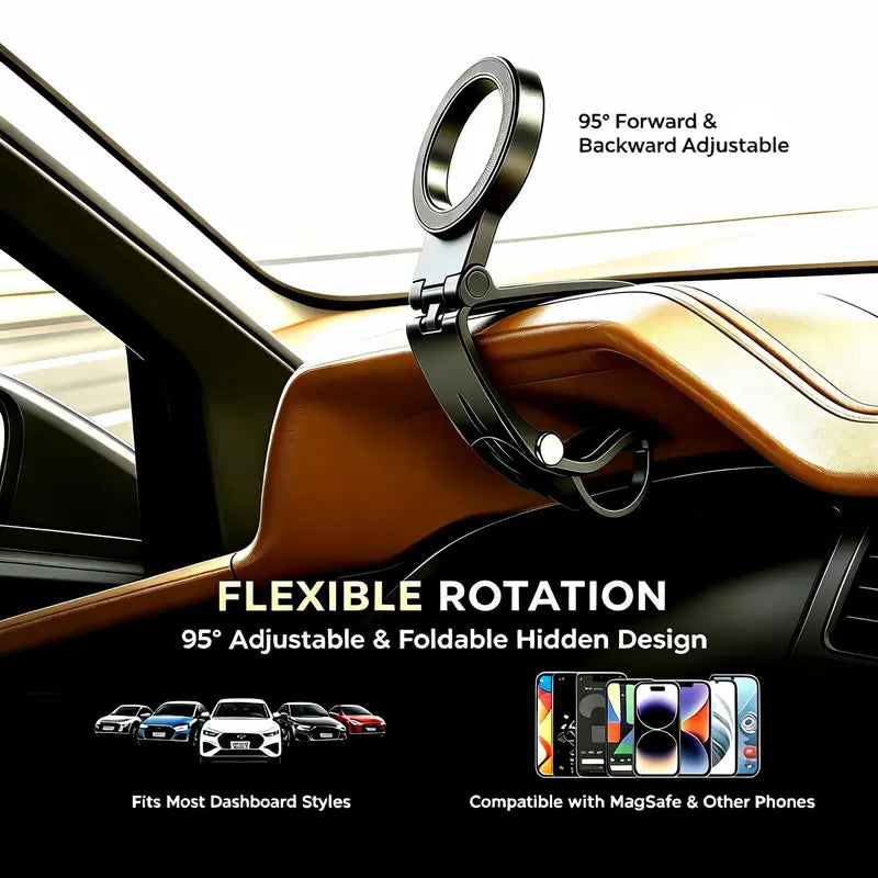 Magnetic Car Phone Holder | Dashboard & Sun Visor Foldable Mount📱