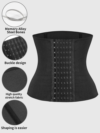 Women's Solid Color Hook & Eye Closure Waist Trainer, Adjustable Tummy Control Shaper🧘‍♀️