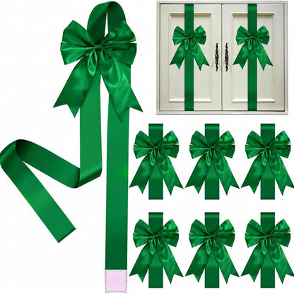 6 Packs Red Christmas Cabinet Ribbons Bows for Kitchen Large Christmas Door Ribbon Cabinet Bows Locker 🎄