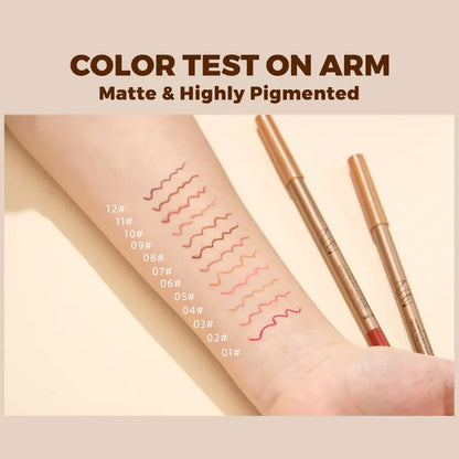 12 Pcs Matte Lip Liner Set with Sharpener, Blendable Lip Pencil 💋