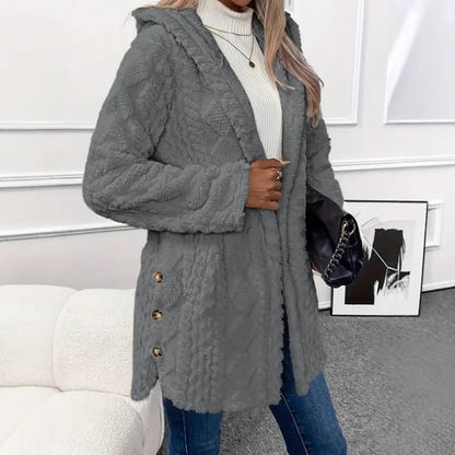 Women's Hooded Double-Sided Fleece Cardigan Long Sleeve Casual Warm Outerwear 🧥