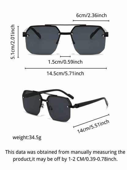 Unisex Retro Square Sunglasses - 1 Pair Polycarbonate Semi-Rimless Double Beam🕶️