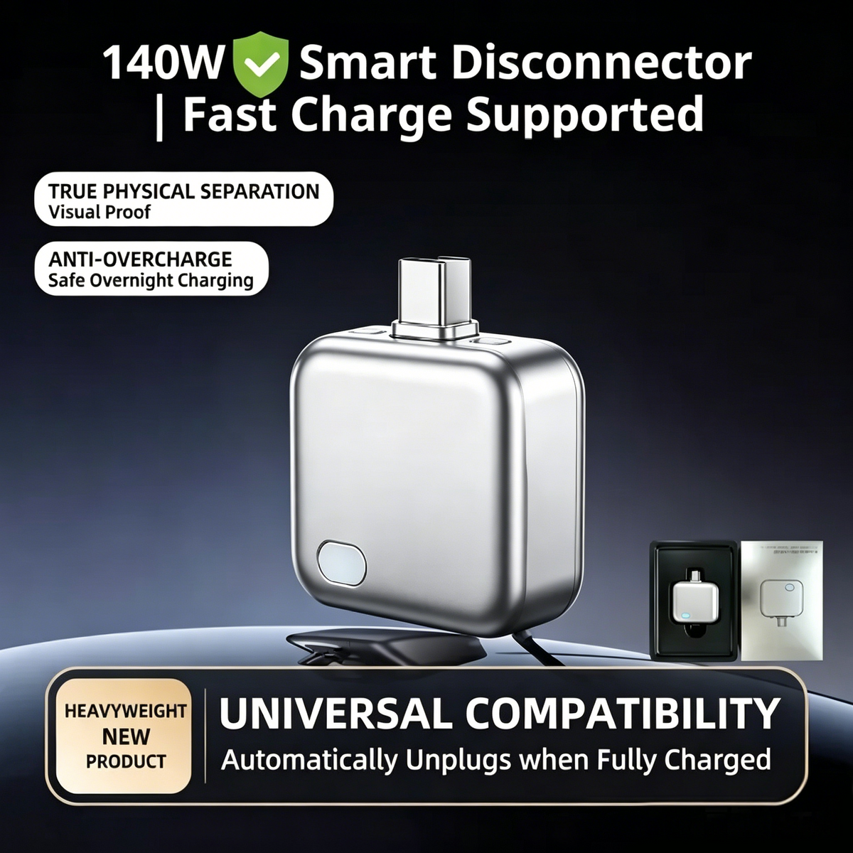 140W Smart Auto-Shutoff Adapter: Say Goodbye to Cluttered Outlets⚡