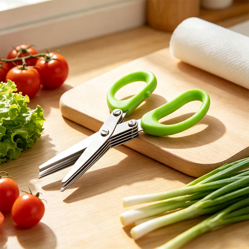 Stainless Steel 5 Blades Scallion Cutter Scissors✂️