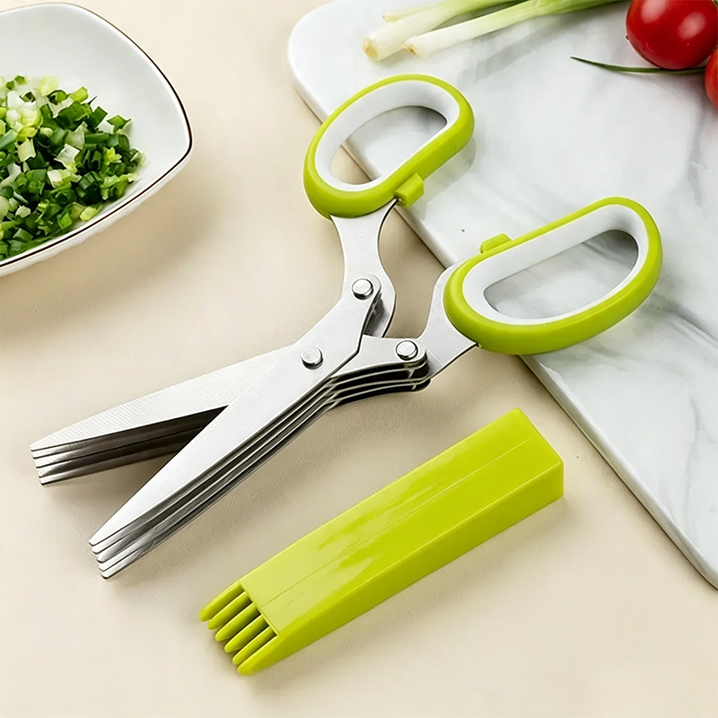 Stainless Steel 5 Blades Scallion Cutter Scissors✂️