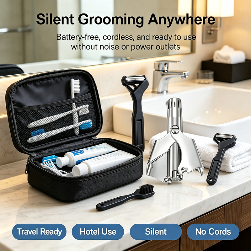 Manual Nose Hair Trimmer,Stainless Steel,Waterproof,No Battery Needed👃🧽