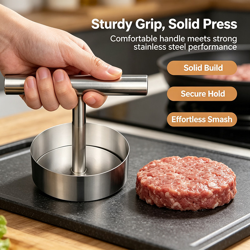 Steak Press Round Patty Mold | Food‑Grade 304 Stainless Steel Burger Patty Maker🍔🔥