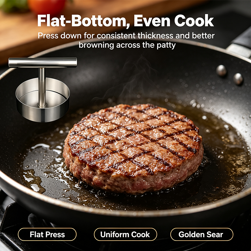 Steak Press Round Patty Mold | Food‑Grade 304 Stainless Steel Burger Patty Maker🍔🔥