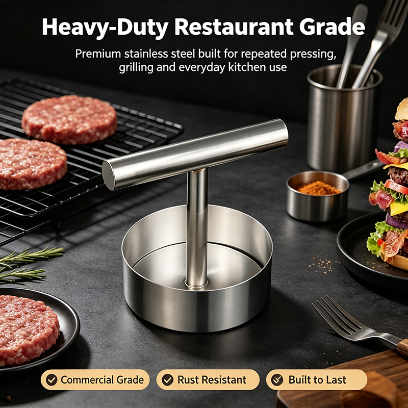 Steak Press Round Patty Mold | Food‑Grade 304 Stainless Steel Burger Patty Maker🍔🔥
