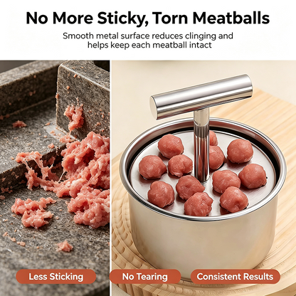 Stainless Steel Meatball Maker with 6 Holes for Quick DIY Meatballs, Fish Balls, Veggie Balls, and Ice Cream🥩