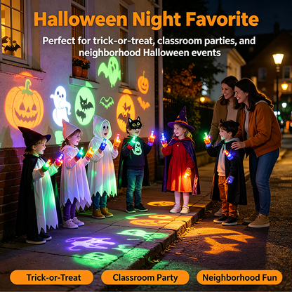 12PCS Halloween Finger Projector Rings, LED Light-Up FingerToys, Random Pattern Assortment🎃