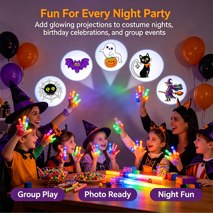 12PCS Halloween Finger Projector Rings, LED Light-Up FingerToys, Random Pattern Assortment🎃