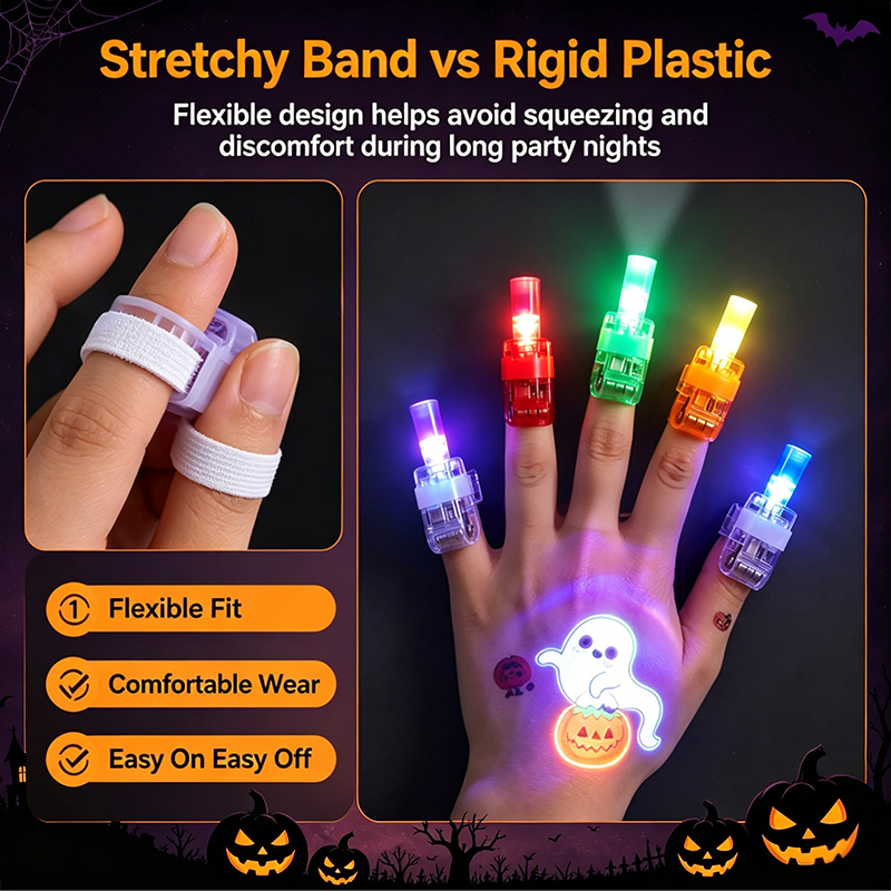 12PCS Halloween Finger Projector Rings, LED Light-Up FingerToys, Random Pattern Assortment🎃