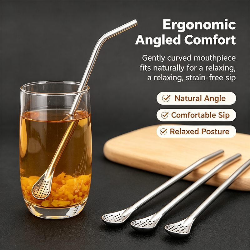 3-Count Stainless Steel Straw-Spoon, Multifunctional Filtered Strainer Scoop for Yerba Mate Tea, Fruit, Beverage, Coffee🥤