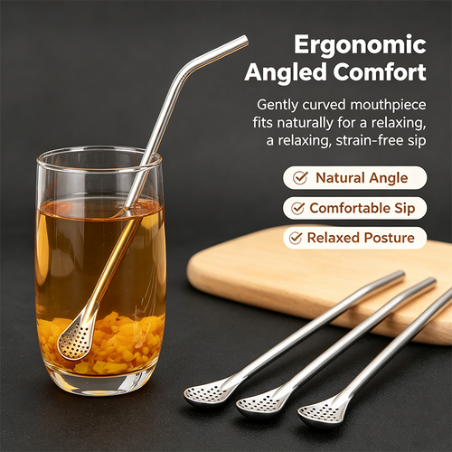 3-Count Stainless Steel Straw-Spoon, Multifunctional Filtered Strainer Scoop for Yerba Mate Tea, Fruit, Beverage, Coffee🥤