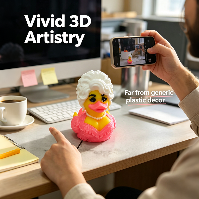 Dolly Duck - 3D Printed Collectible, Cute Desk & Car Decor🦆