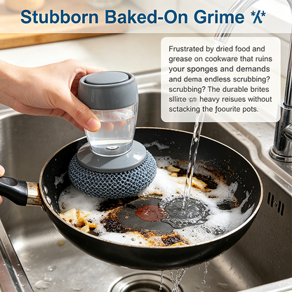 Plastic Auto-Dispense Dish Brush - Multifunctional Pot Scrubber with Lazy Button Design🧼