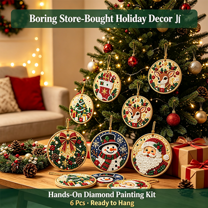 6Pcs/12Pcs Christmas DIY Diamond Painting Ornaments Kit, Xmas Tree Hanging Pendant🎄