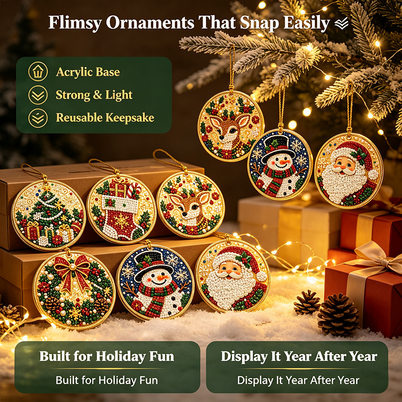 6Pcs/12Pcs Christmas DIY Diamond Painting Ornaments Kit, Xmas Tree Hanging Pendant🎄