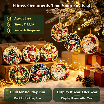 6Pcs/12Pcs Christmas DIY Diamond Painting Ornaments Kit, Xmas Tree Hanging Pendant🎄