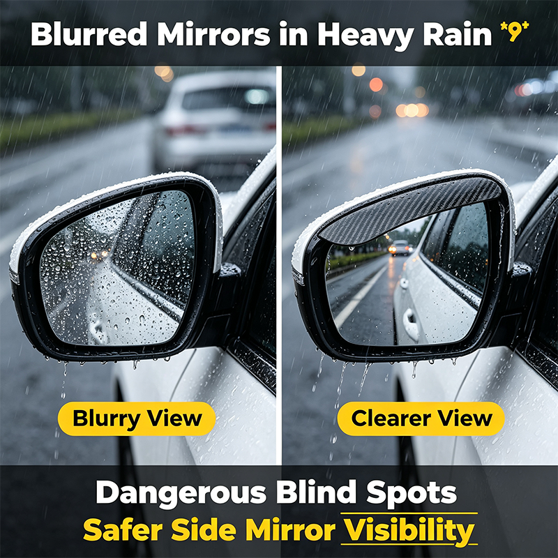2PCS Car Side Mirror Rain Guards - Carbon Look ABS Visor Covers 🌧️