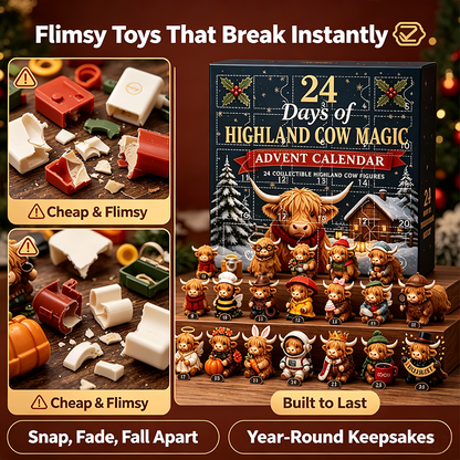 24-Day Highland Cow Advent Calendar - Christmas Countdown Gift Box🐮