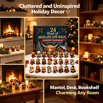 24-Day Highland Cow Advent Calendar - Christmas Countdown Gift Box🐮