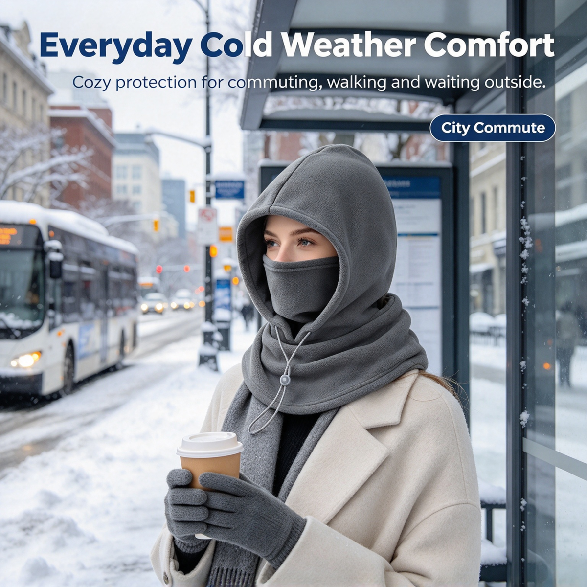 Integrated Flannel Warm Face Mask and Hat, Windproof and Warm🌬️