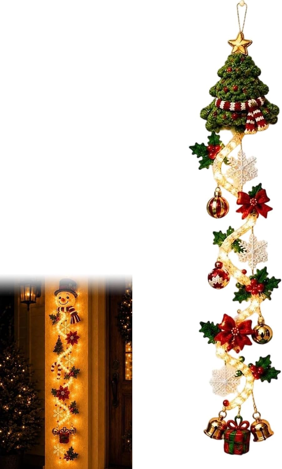 Glowing Christmas Door Hanger, Lighted Vertical Holiday Decor 🎄