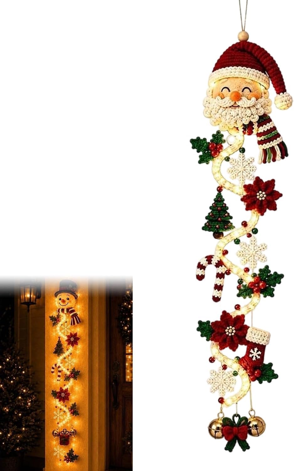 Glowing Christmas Door Hanger, Lighted Vertical Holiday Decor 🎄
