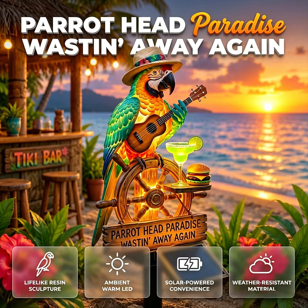 🌴 "Tropical State of Mind" Solar-Powered Parrot Light-All-Day Vacation Vibe 🌅