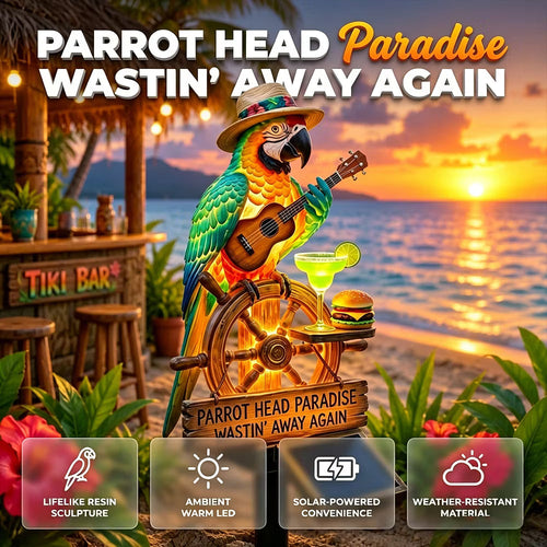 🌴 "Tropical State of Mind" Solar-Powered Parrot Light-All-Day Vacation Vibe 🌅