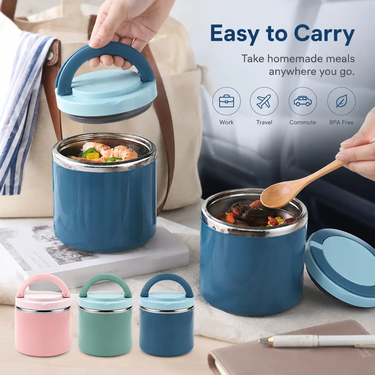 Stainless Steel Bento Style Boxed Lunch Box with Handle🍱