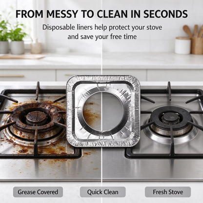 10 Pcs Disposable Stove Burner Protector, Aluminum Foil Stove Burner Protector 🍳