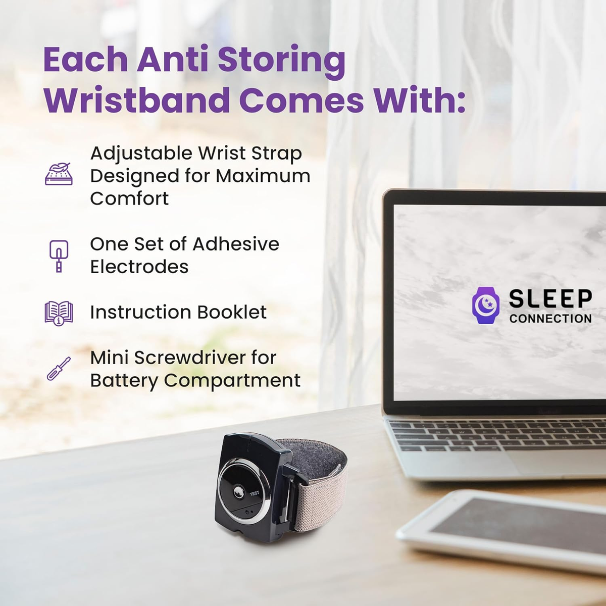 Smart Anti-Snoring Wristband, Vibration Posture Corrector