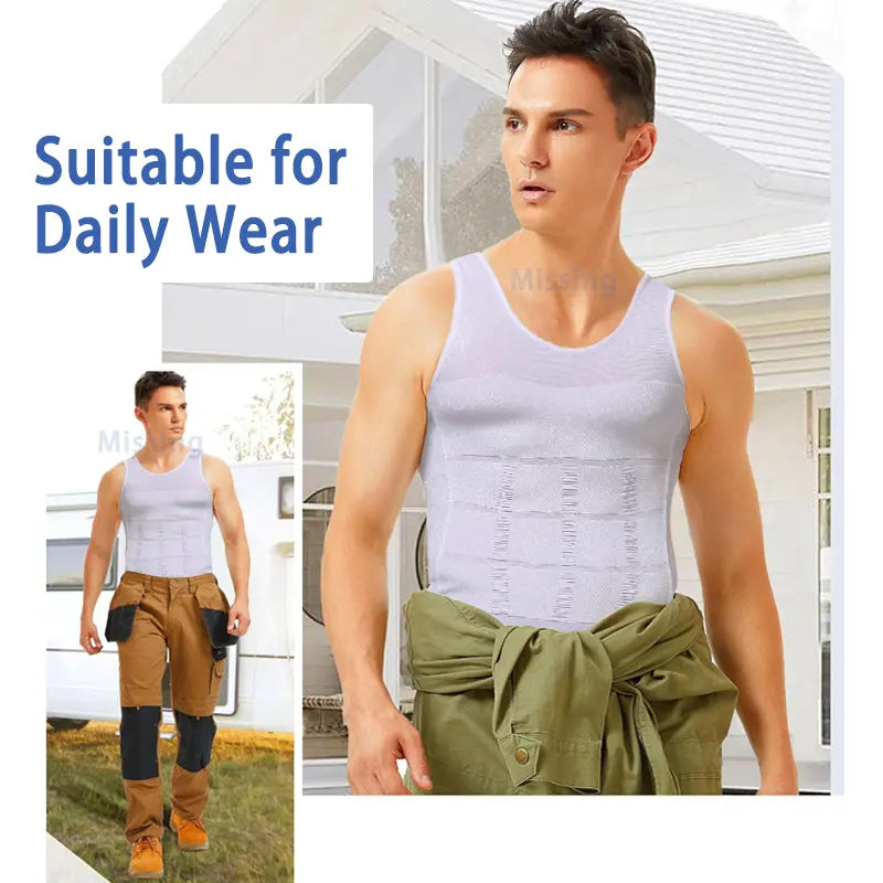 Men Round Neck Compression Tank Top,Men Shaping Vest,Men Sleeveless Shirt Shapewear👕