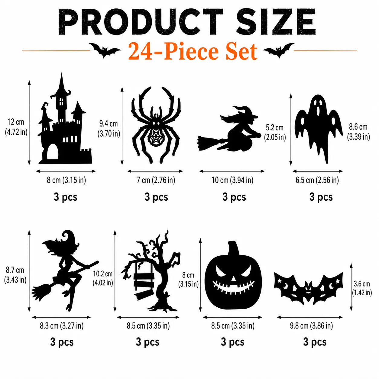 Halloween LED Silhouette Wall Light Stickers, Battery Powered Peel & Stick Decor Lights🎃