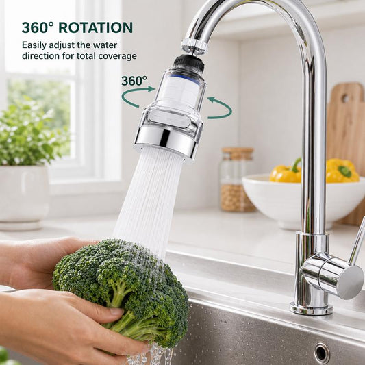 1 Count, 360° Rotating Faucet Aerator Filter 6‑Layer Filtration 3 Water Modes Splash‑Free 💧