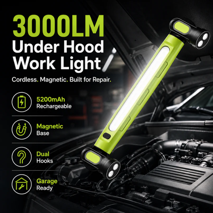 Magnetic Under Hood Work Light | 3000LM Rechargeable LED Bar🔦