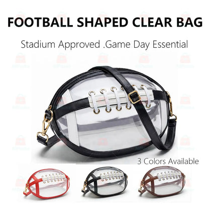 Clear Football Shaped Crossbody Bag, Transparent PVC Stadium Approved Game Day Bag 🏈