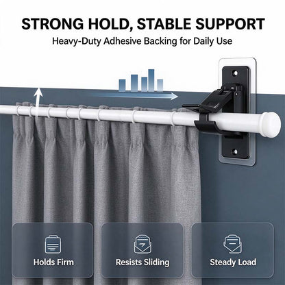 2-Pack No-Drill Curtain Rod Brackets, Self-Adhesive Multifunctional Acrylic Gel Rod Holder Hooks 🏠