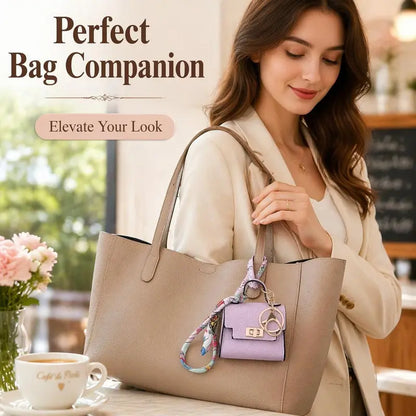 4pcs Mini Square Bag Pendant Keychain - High Quality Leather with Colorful Strap 🎒