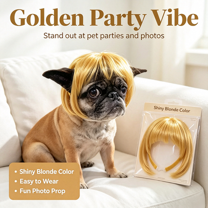 Cute Short-Hair Wig Pet Headband, Funny Pet Wig Hair Accessories for Dogs and Cats 🐶