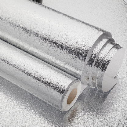 Kitchen Waterproof Oil Proof Aluminum Foil Sticker, Silver Texture Peel🧽